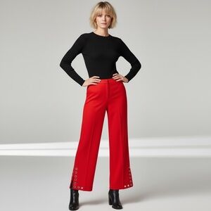 NEW Elegant Red Wide-Leg Pants